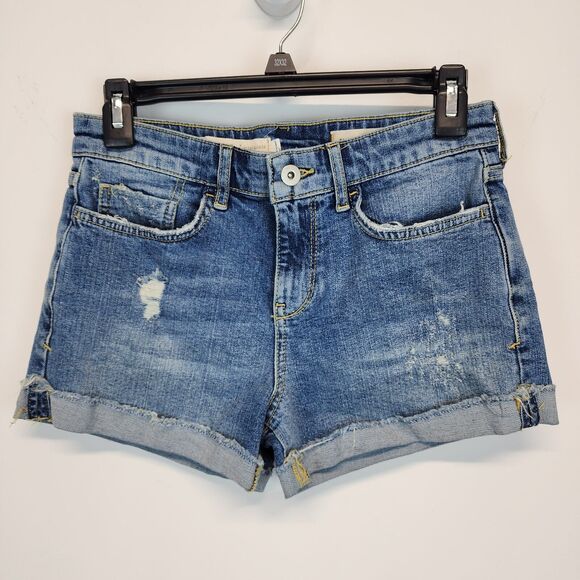 Pilcro Slim Boyfriend Denim Shorts Size 25" Roll Up Mid Rise Anthropologie - Picture 2 of 12
